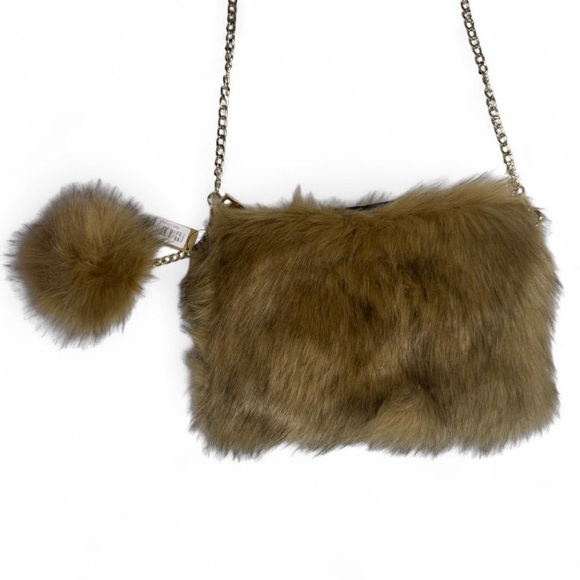 Faux Fur Chain Shoulder Bag - Brown - Picture 2 of 5